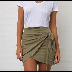 Vici Green Wrap Mini Skirt